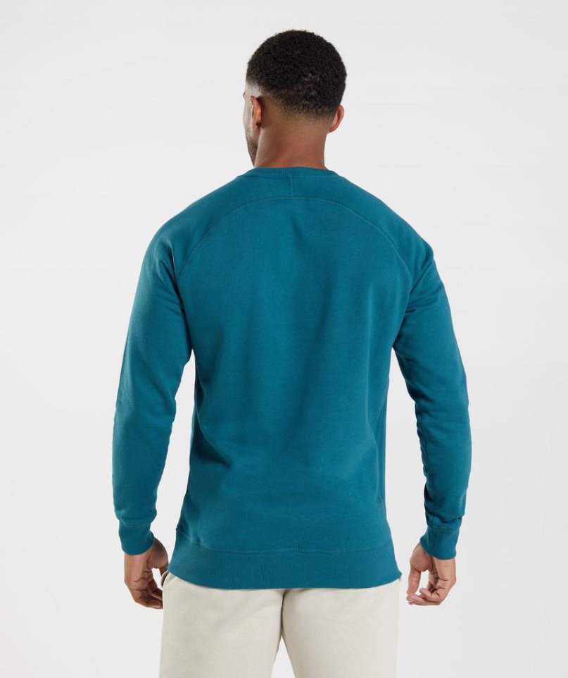 Men's Gymshark Crest Sweatshirts Blue | NZ 7PJELQ